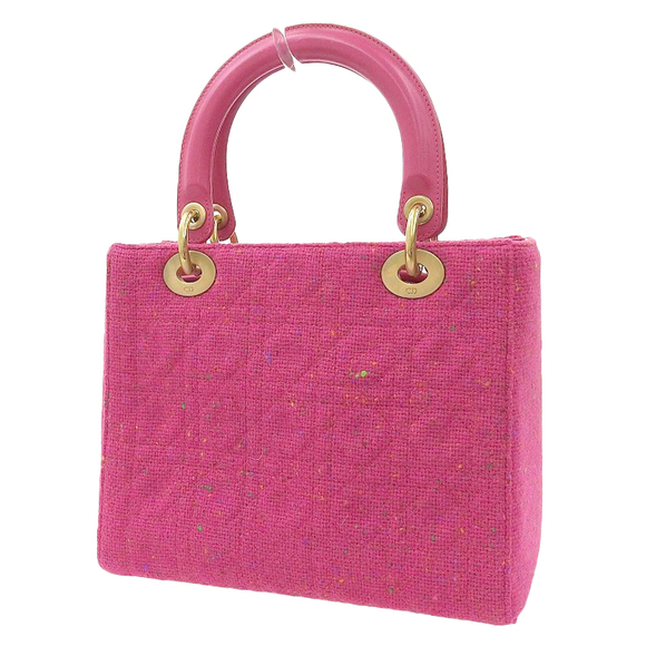 Dior  Christian Handbag Pink  Leather Tweed Lady - Picture 1 of 7